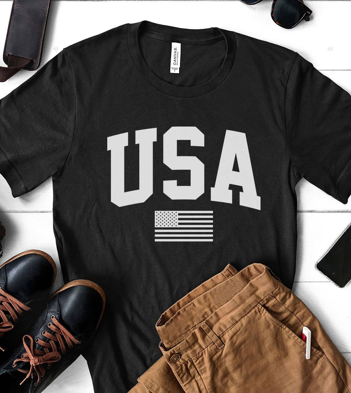 USA Flag America Fun July 4th Patriotic - Adult & Kids T-Shirts, Sweatshirts & Hoodies apparel design preview 1