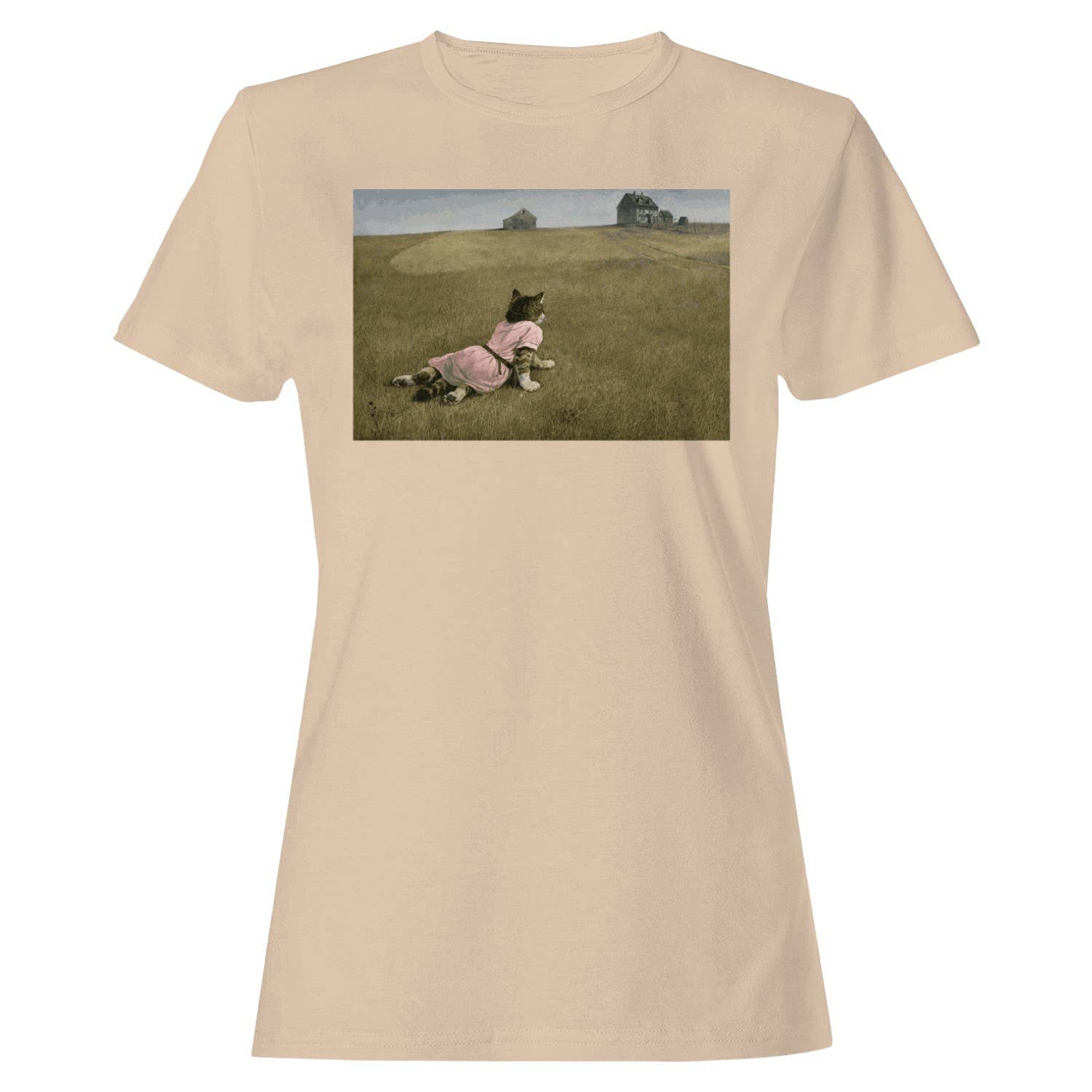 Cat Prairie Landscape Women's Natural - Adult & Kids T-Shirts, Sweatshirts & Hoodies apparel design preview 1