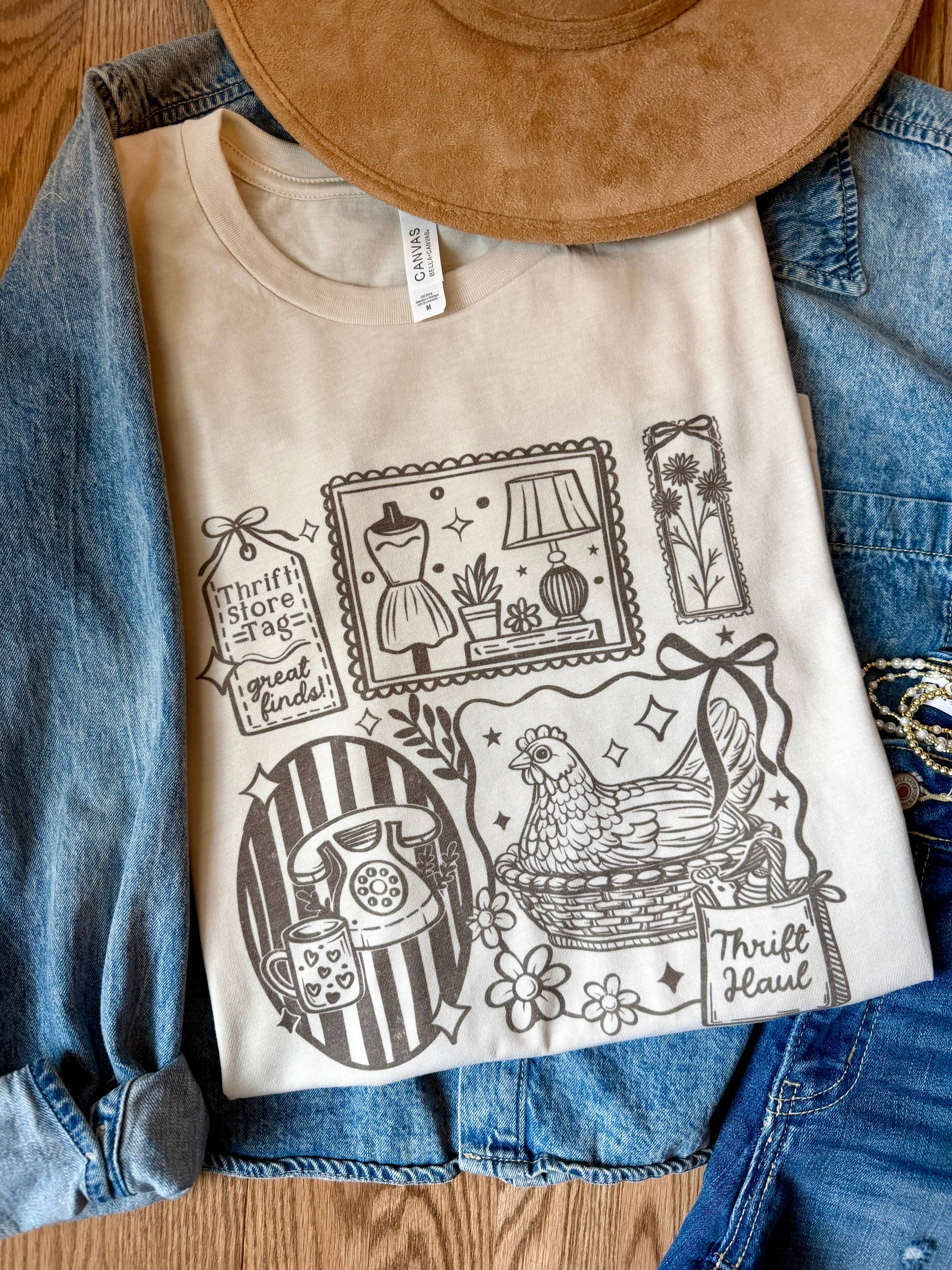 Thrift with Hen Graphic - Adult & Kids T-Shirts, Sweatshirts & Hoodies apparel design preview 1