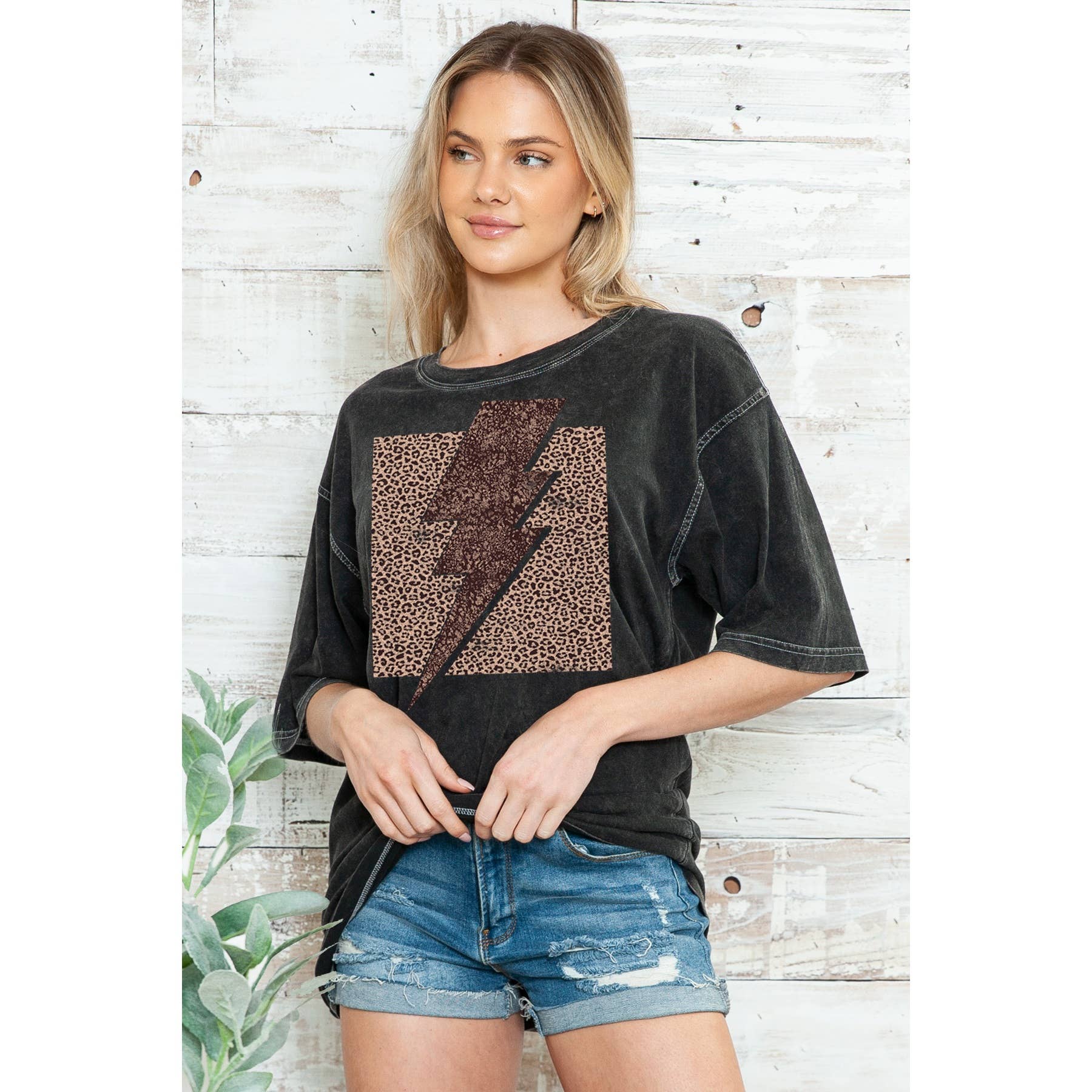 Leopard Lighting Bolt-Oversized Mineral Wash - Adult & Kids T-Shirts, Sweatshirts & Hoodies apparel design preview 1