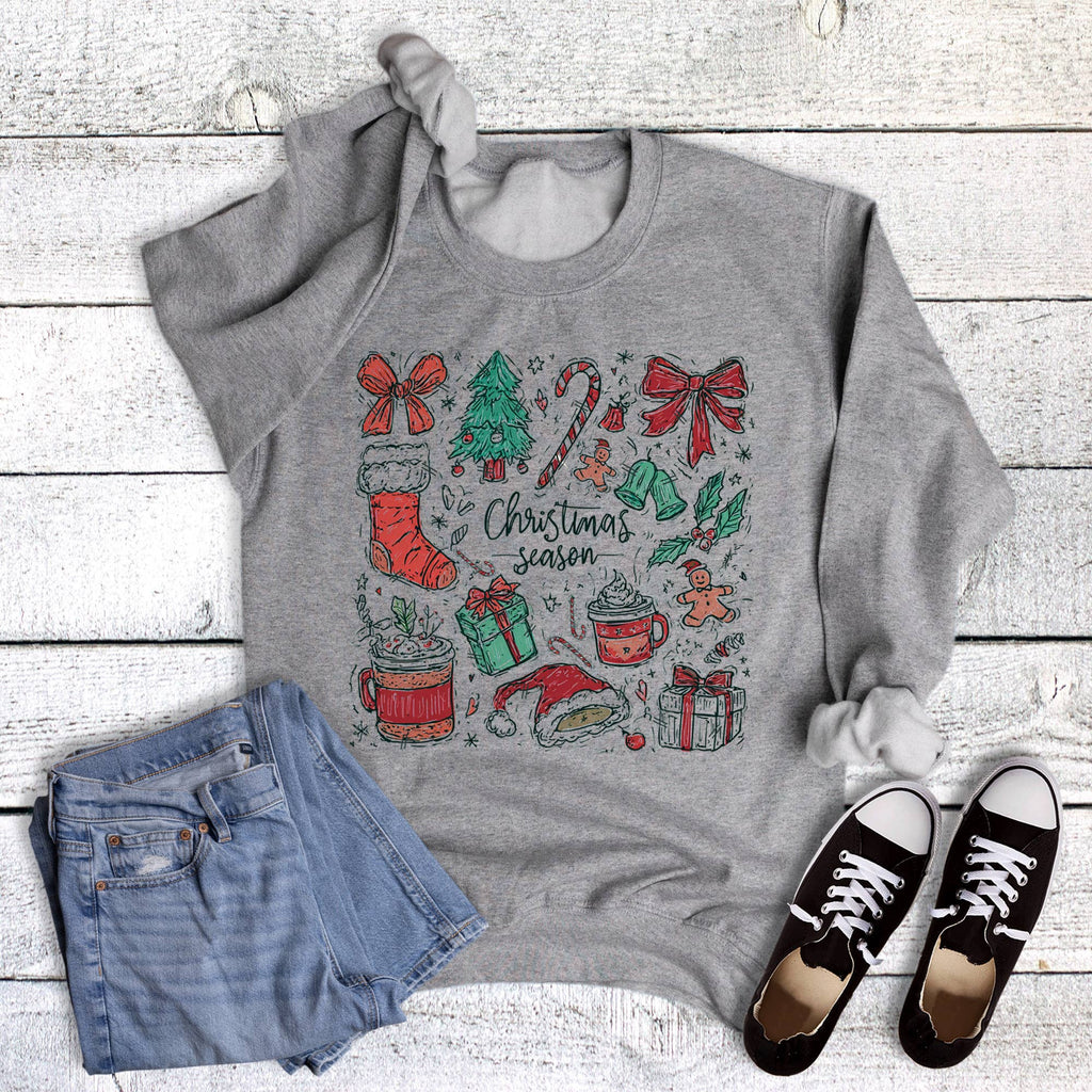 Christmas Season Sketch Collage - Adult & Kids T-Shirts, Sweatshirts & Hoodies apparel design preview 1