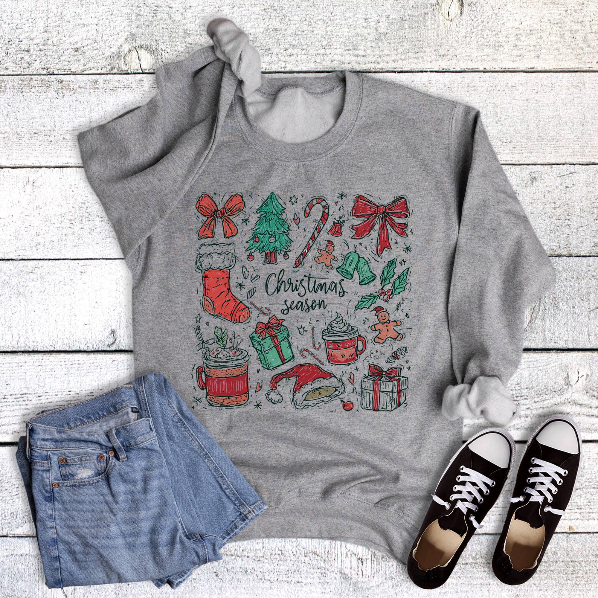 Christmas Season Sketch Collage - Adult & Kids T-Shirts, Sweatshirts & Hoodies apparel design preview 1
