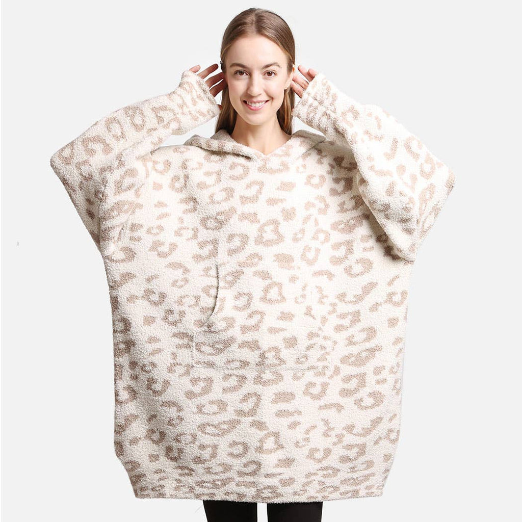 Leopard Print Soft Hooded Snuggie W Pocket - Adult & Kids T-Shirts, Sweatshirts & Hoodies apparel design preview 1