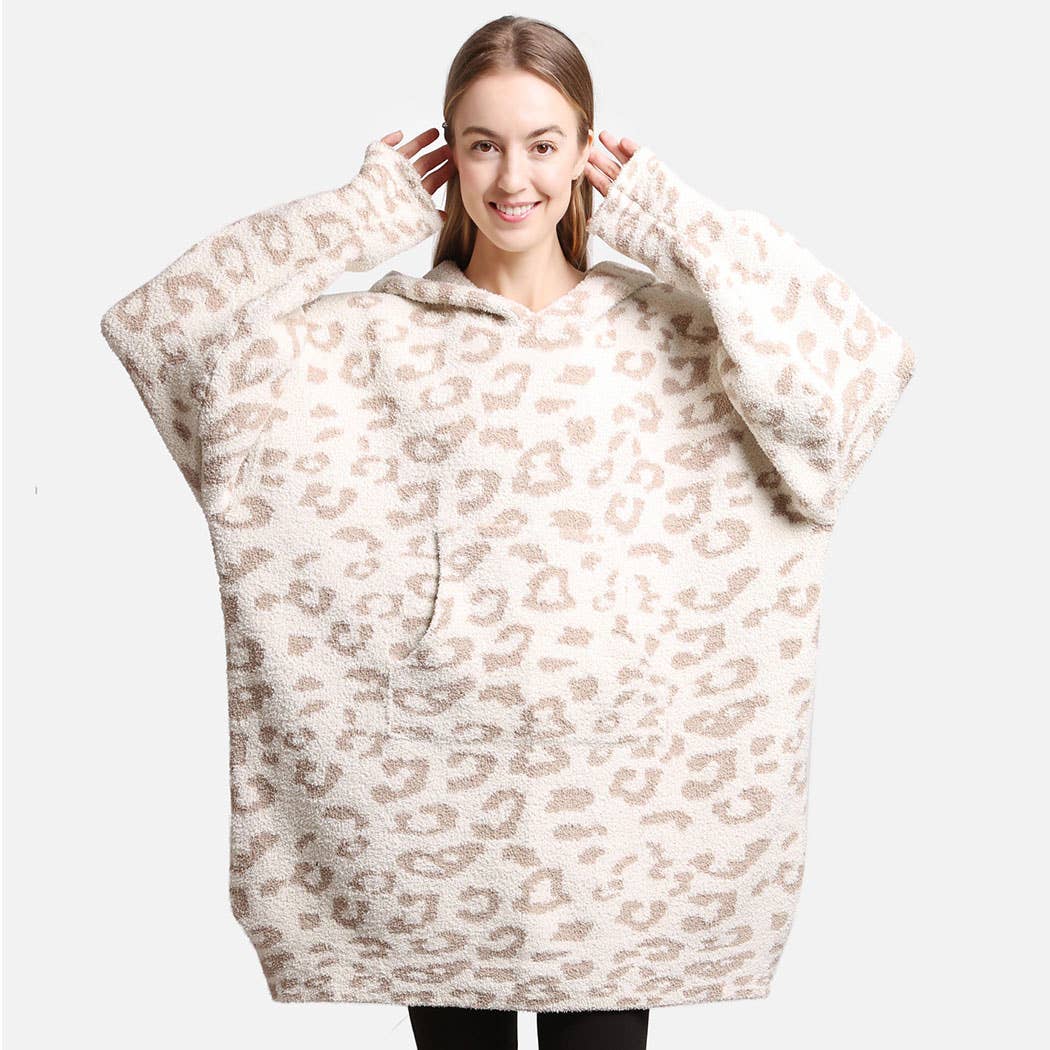 Leopard Print Soft Hooded Snuggie W Pocket - Adult & Kids T-Shirts, Sweatshirts & Hoodies apparel design preview 1