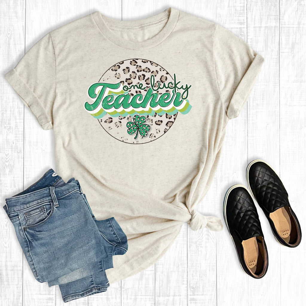 Leopard One Lucky Teacher - Adult & Kids T-Shirts, Sweatshirts & Hoodies apparel design preview 1