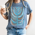 Boho Folk Art Vintage Stripe Floral - Adult & Kids T-Shirts, Sweatshirts & Hoodies apparel design preview 1