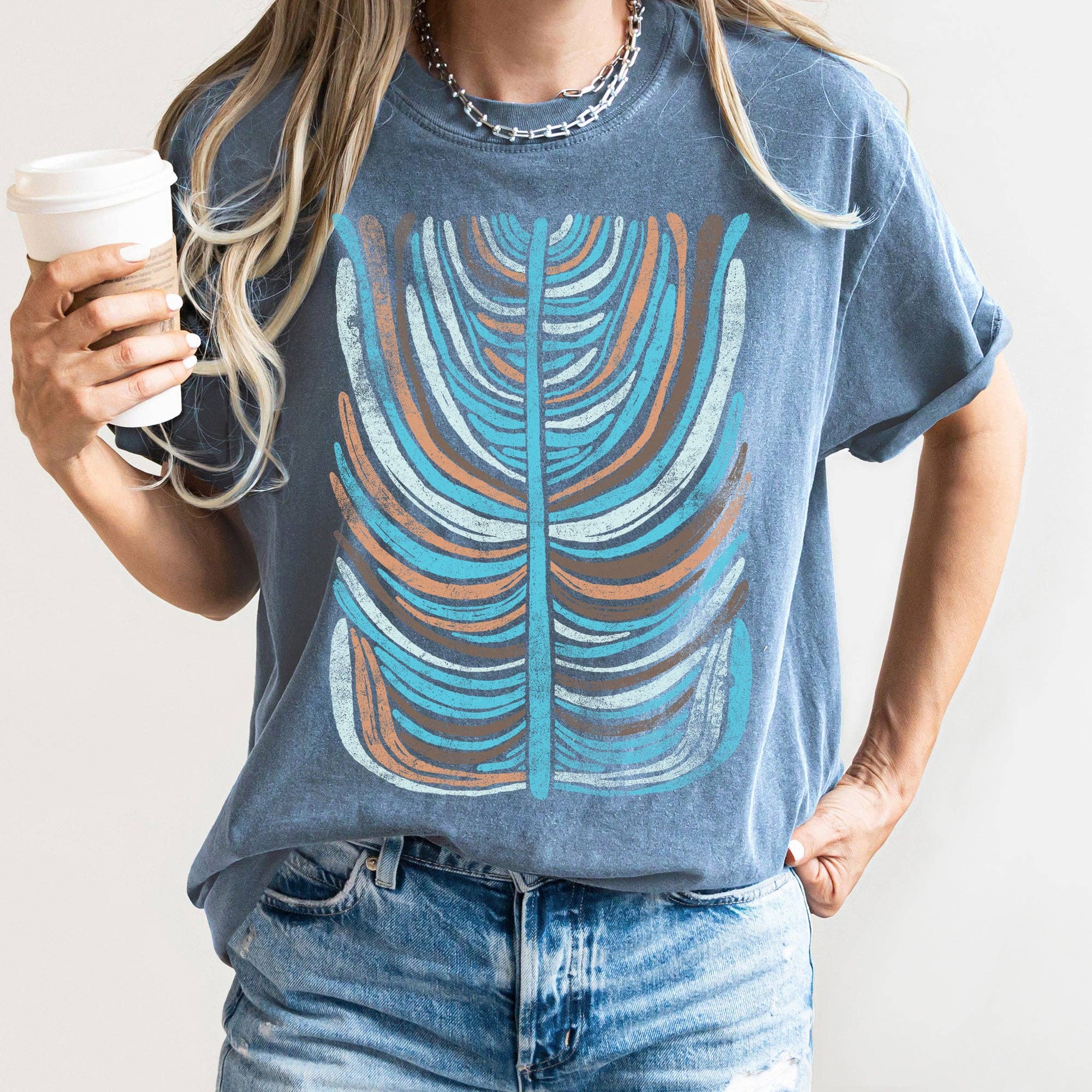 Boho Folk Art Vintage Stripe Floral - Adult & Kids T-Shirts, Sweatshirts & Hoodies apparel design preview 1