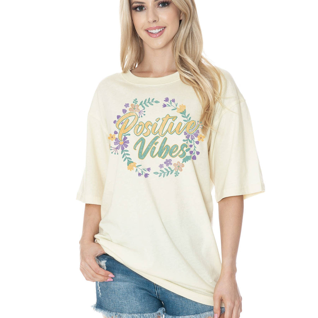 Unisex Oversized Positive Vibes - Adult & Kids T-Shirts, Sweatshirts & Hoodies apparel design preview 1