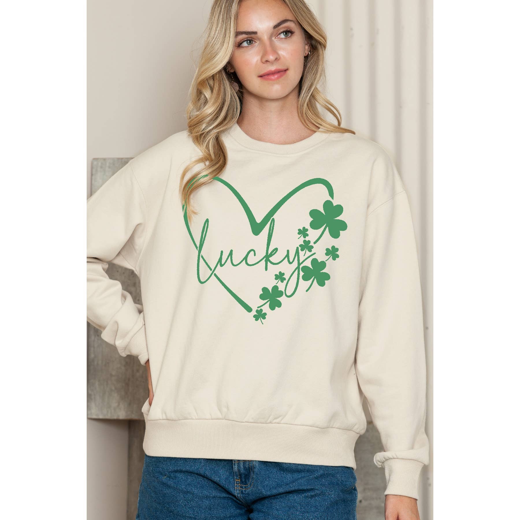 Lucky Clover Crewneck Sweater - Adult & Kids T-Shirts, Sweatshirts & Hoodies apparel design preview 1