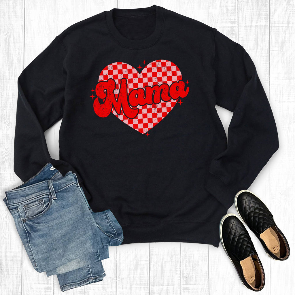 Valentine's Day Checkered Mama Heart - Adult & Kids T-Shirts, Sweatshirts & Hoodies apparel design preview 1