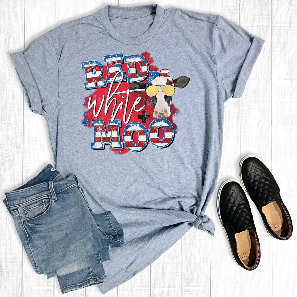 Red White and Moo Cow - Adult & Kids T-Shirts, Sweatshirts & Hoodies apparel design preview 1