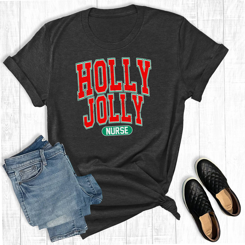 Christmas Holly Jolly Nurse Graphic - Adult & Kids T-Shirts, Sweatshirts & Hoodies apparel design preview 1