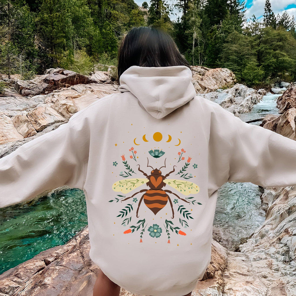 Honey Bee, Forest Moon, Botanical Design - Adult & Kids T-Shirts, Sweatshirts & Hoodies apparel design preview 1