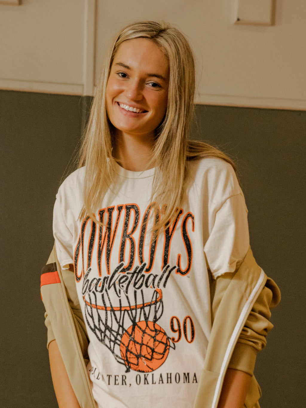 Osu Cowboys Big Basketball Off White Thrifted - Adult & Kids T-Shirts, Sweatshirts & Hoodies apparel design preview 1