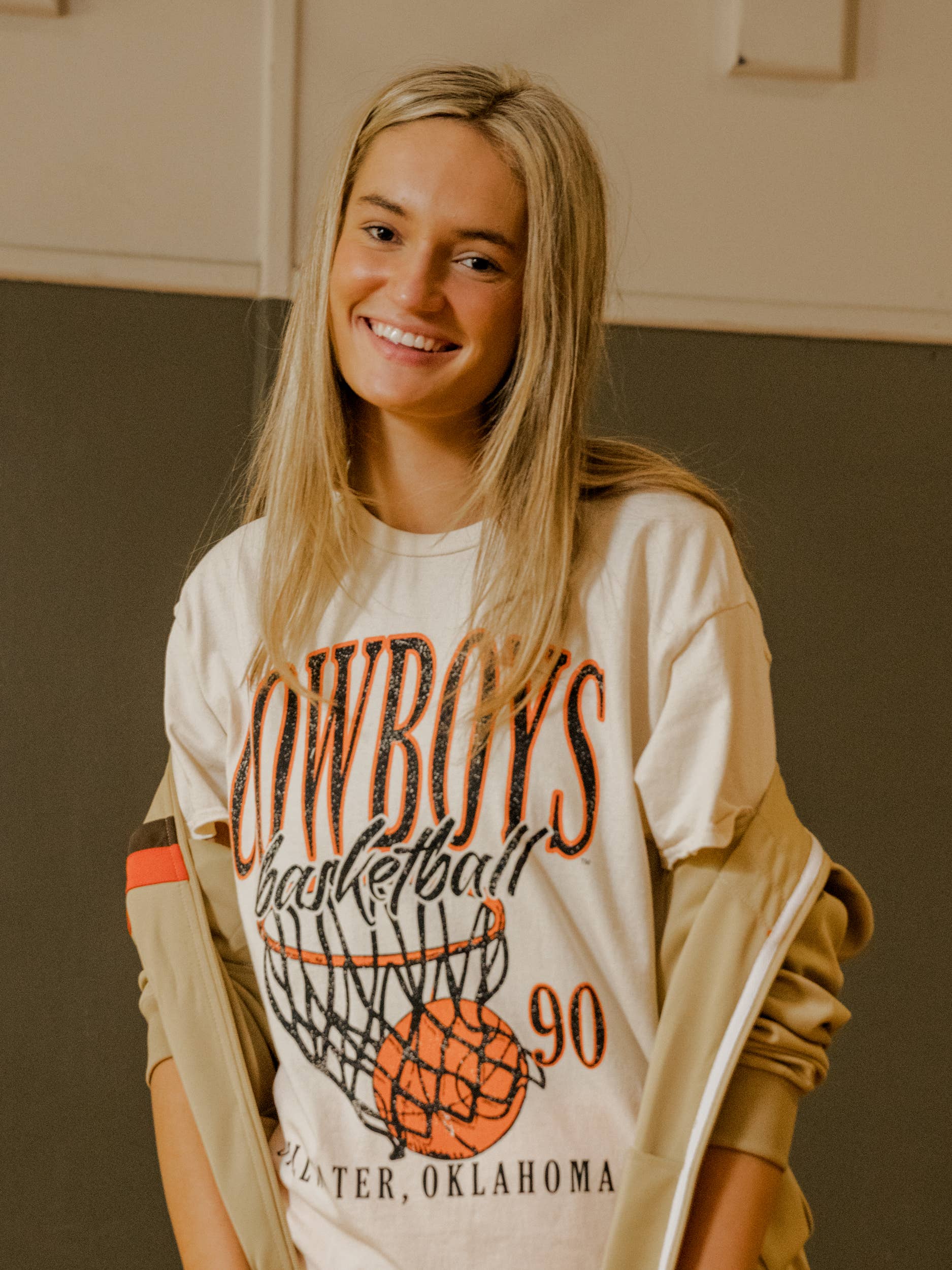 Osu Cowboys Big Basketball Off White Thrifted - Adult & Kids T-Shirts, Sweatshirts & Hoodies apparel design preview 1