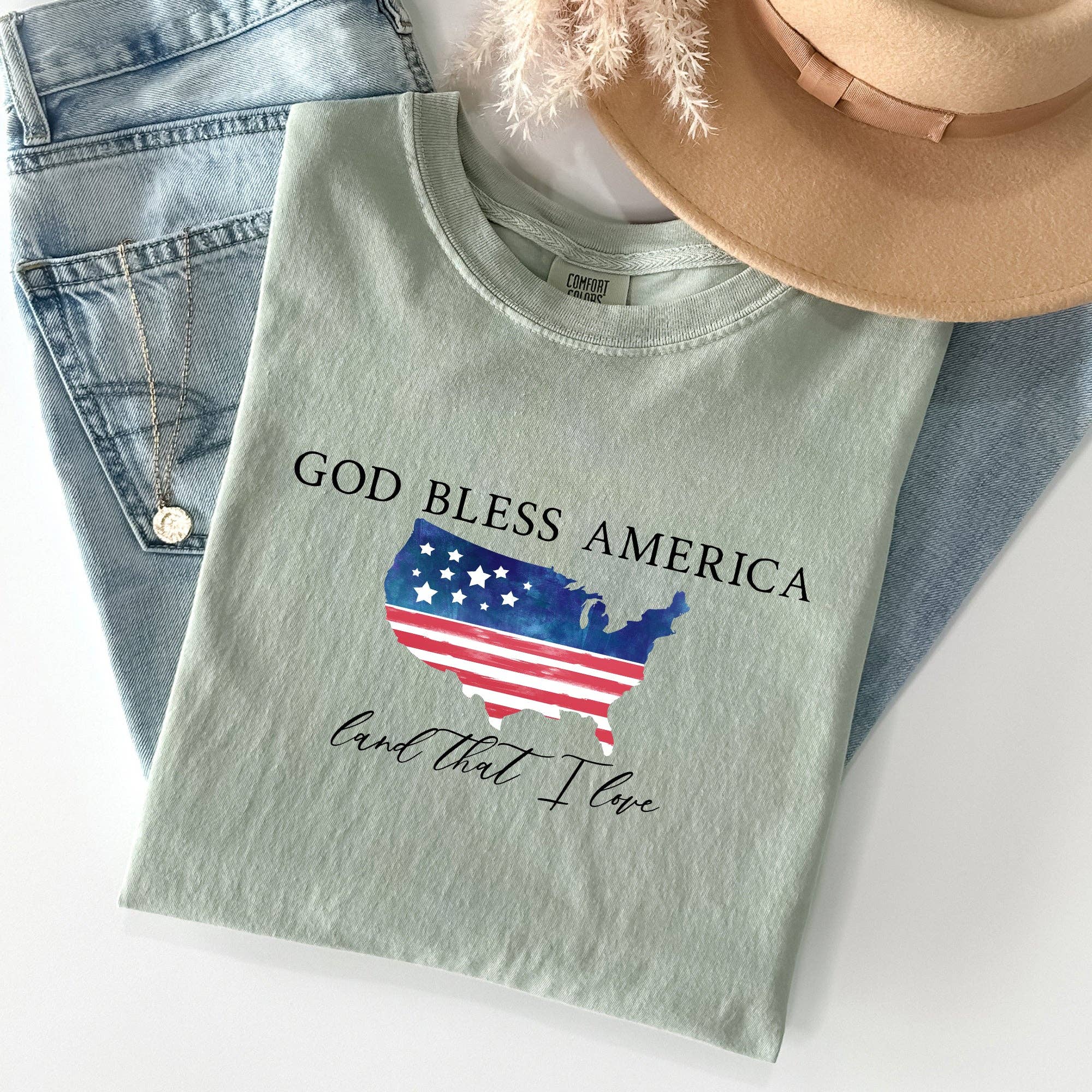 God Bless America, Land That I Love, USA Flag - Adult & Kids T-Shirts, Sweatshirts & Hoodies apparel design preview 1