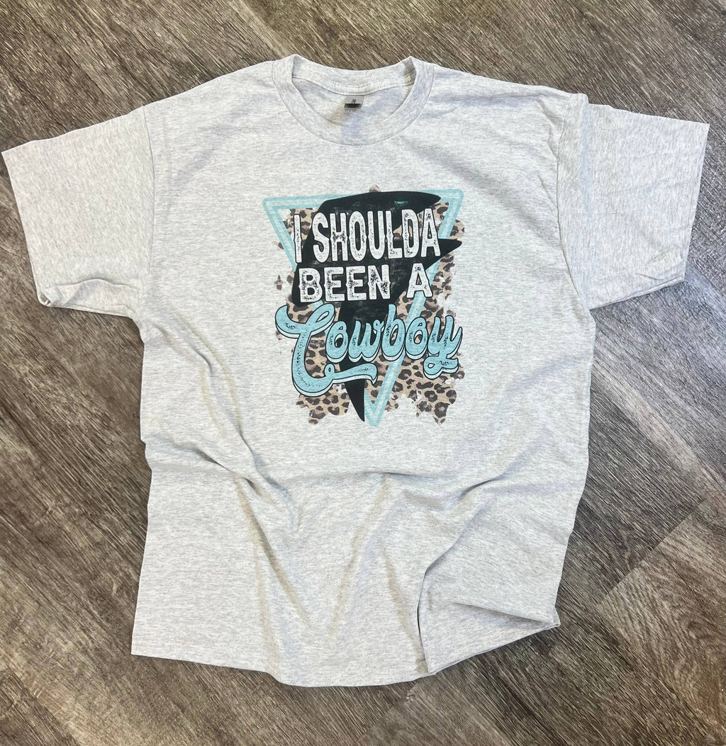 I Shoulda Been A Cowboy On Ash Gray - Adult & Kids T-Shirts, Sweatshirts & Hoodies apparel design preview 1
