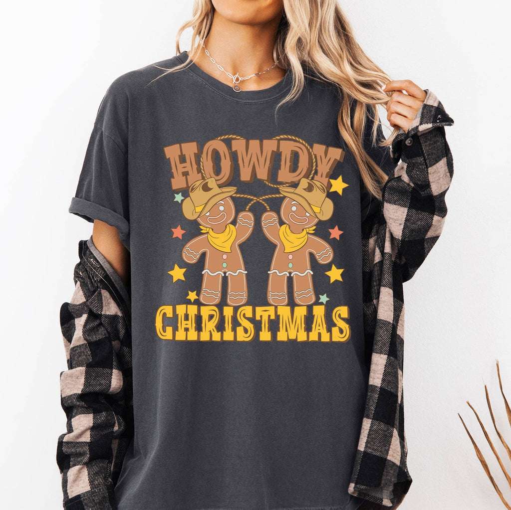 Howdy Christmas, Gingerbread Men, Western, Cowboy - Adult & Kids T-Shirts, Sweatshirts & Hoodies apparel design preview 1