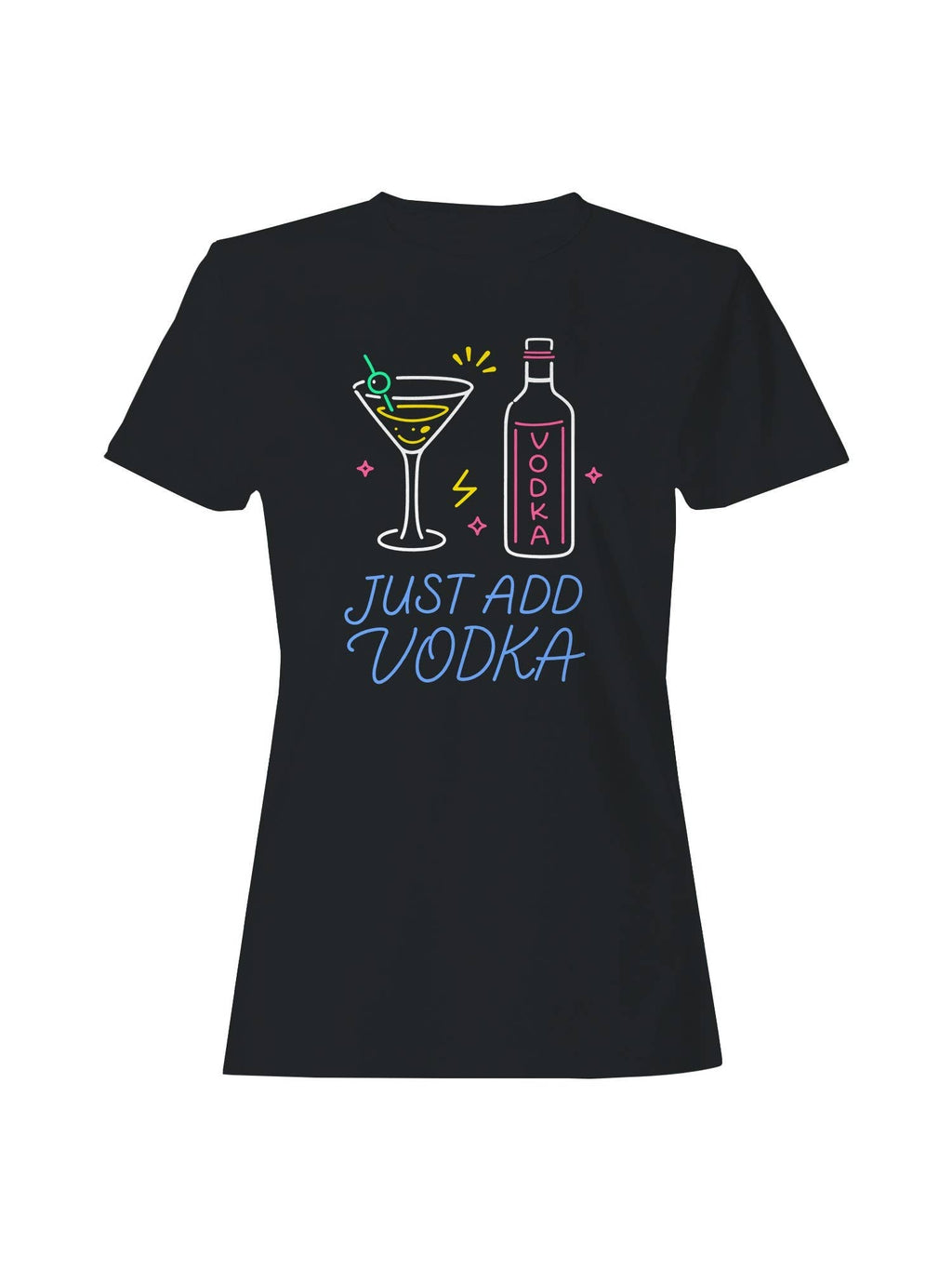 Just Add Vodka Neon Art Women's - Adult & Kids T-Shirts, Sweatshirts & Hoodies apparel design preview 1