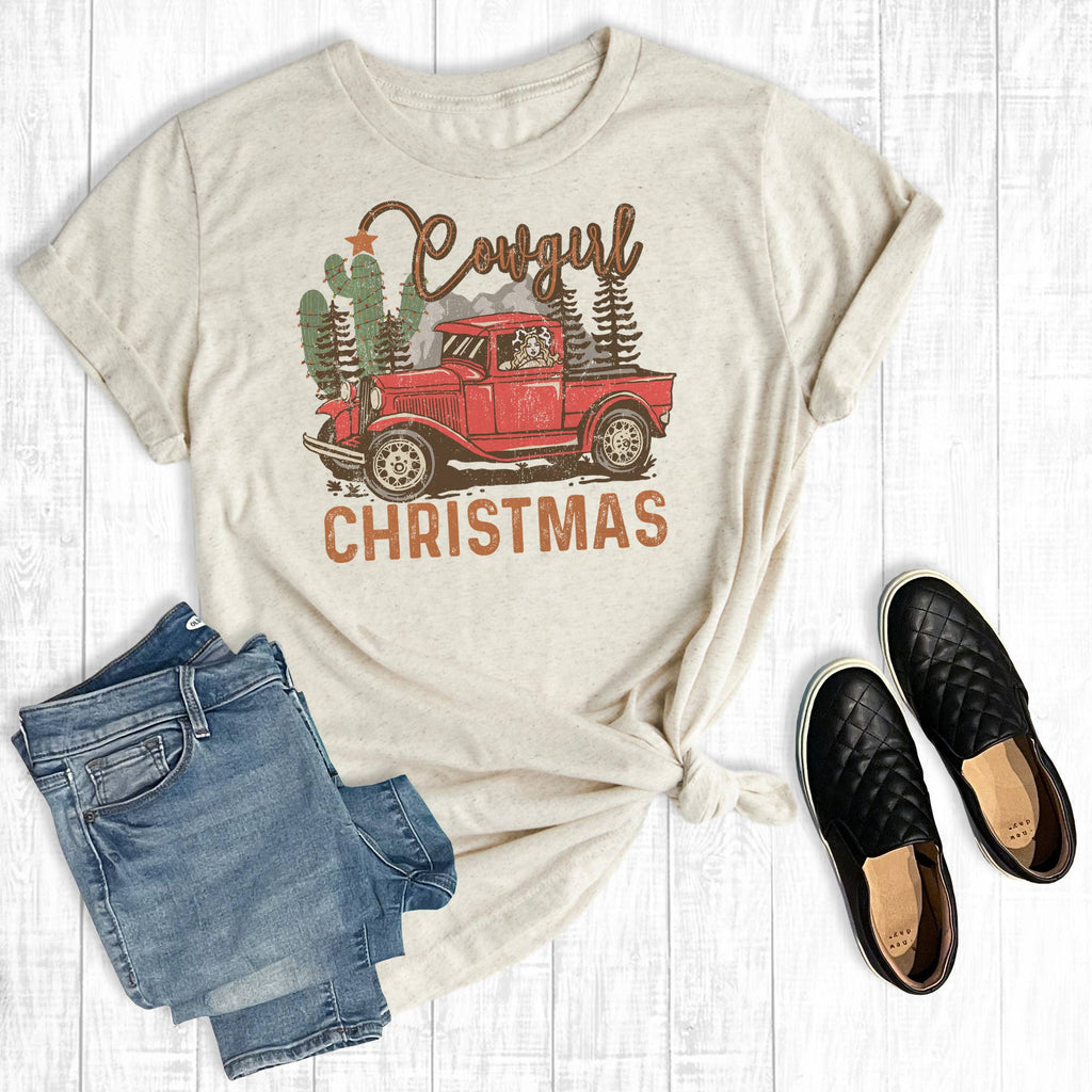 Cowgirl Christmas Truck - Adult & Kids T-Shirts, Sweatshirts & Hoodies apparel design preview 1
