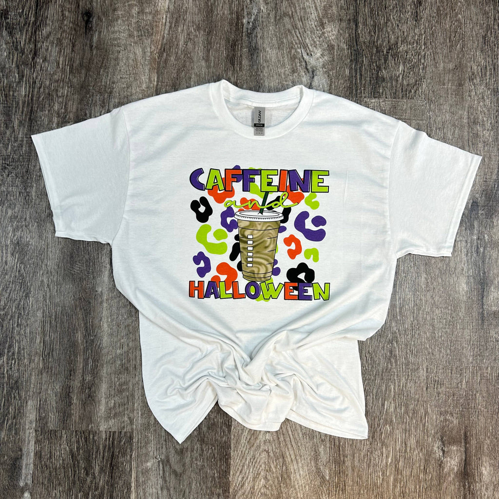 Caffeine and Halloween On White - Adult & Kids T-Shirts, Sweatshirts & Hoodies apparel design preview 1