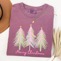 Merry Christmas, Pastel Trees, Winter, Santa, Xmas - Adult & Kids T-Shirts, Sweatshirts & Hoodies apparel design preview 1