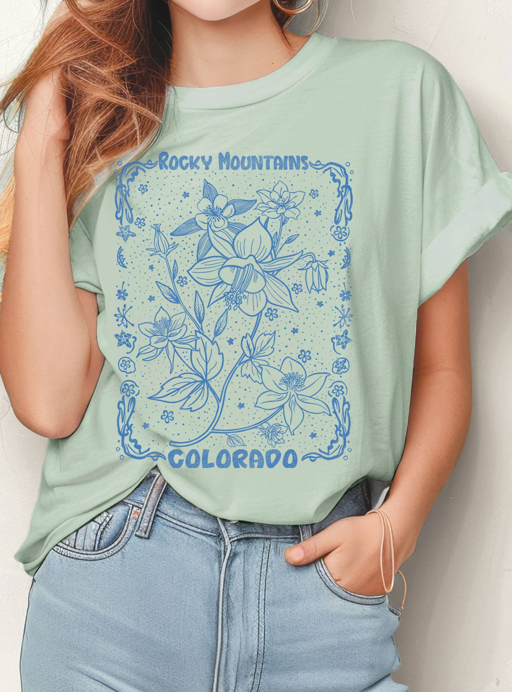 Rocky Mountains Colorado Columbine Flower Graphic - Adult & Kids T-Shirts, Sweatshirts & Hoodies apparel design preview 1