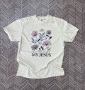 Let Me Tell You About My Jesus Floral Comfort Colors - Adult & Kids T-Shirts, Sweatshirts & Hoodies apparel design preview 1