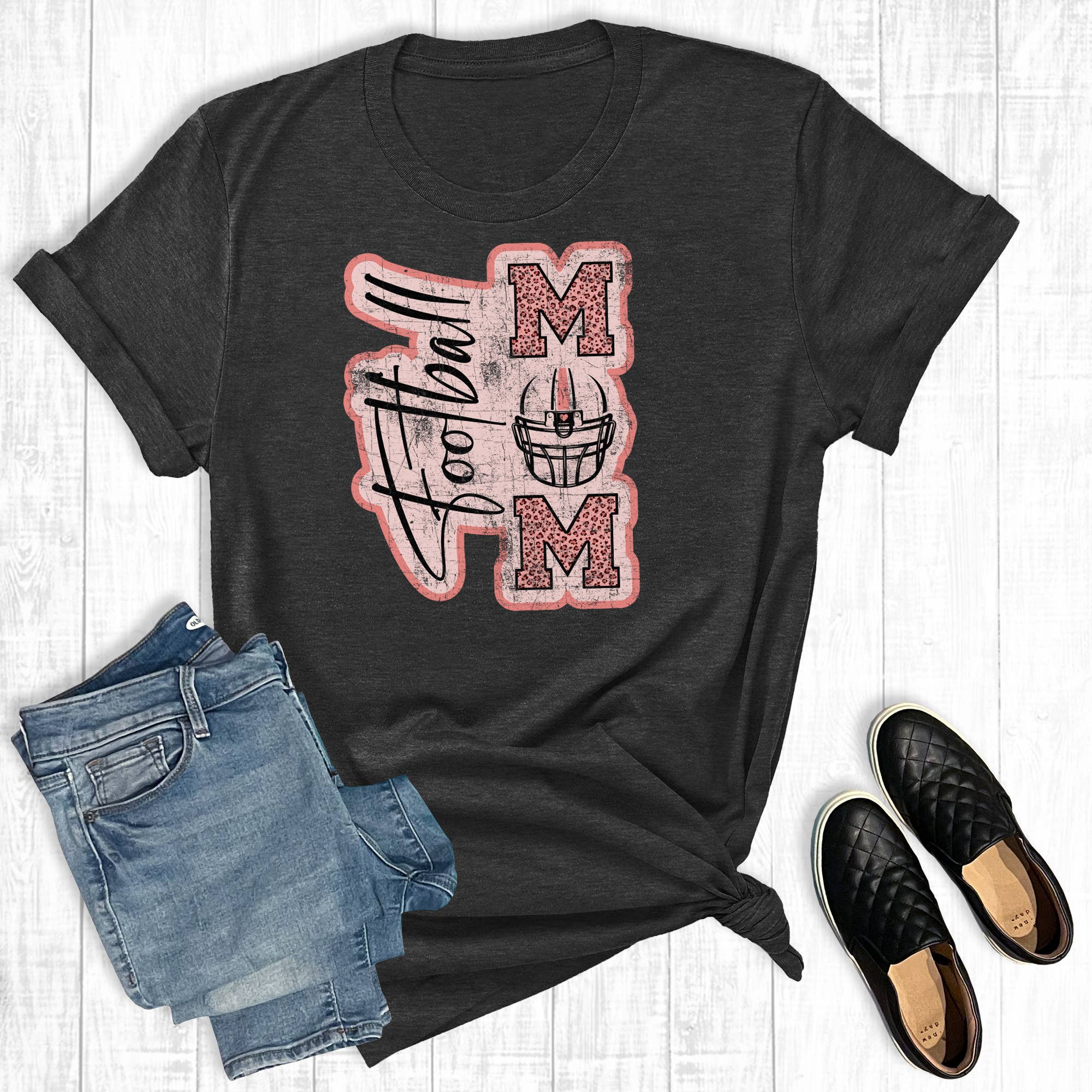 Leopard Football Mom Gameday Graphic - Adult & Kids T-Shirts, Sweatshirts & Hoodies apparel design preview 1