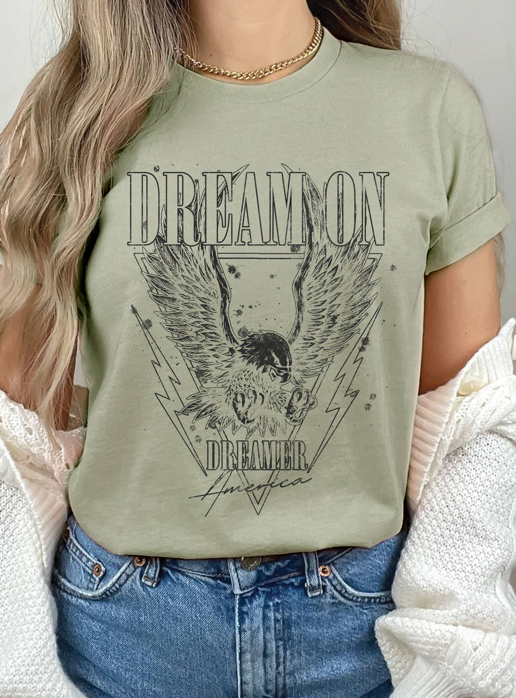 Dream On Dreamer America Graphic - Adult & Kids T-Shirts, Sweatshirts & Hoodies apparel design preview 1
