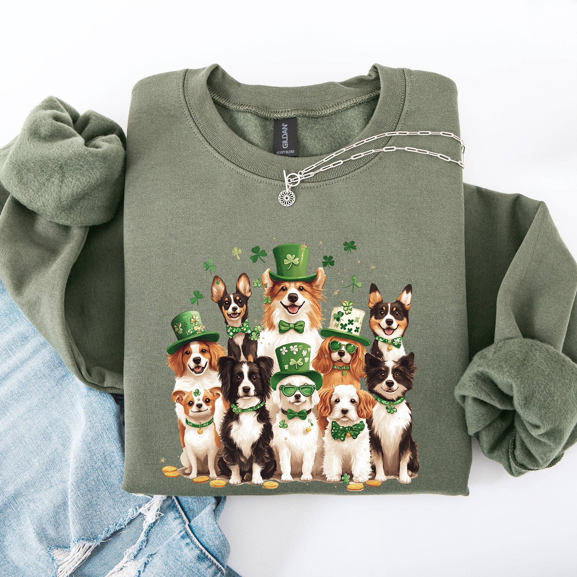 St Patrick's Dogs, Day, Shamrock, - Adult & Kids T-Shirts, Sweatshirts & Hoodies apparel design preview 1