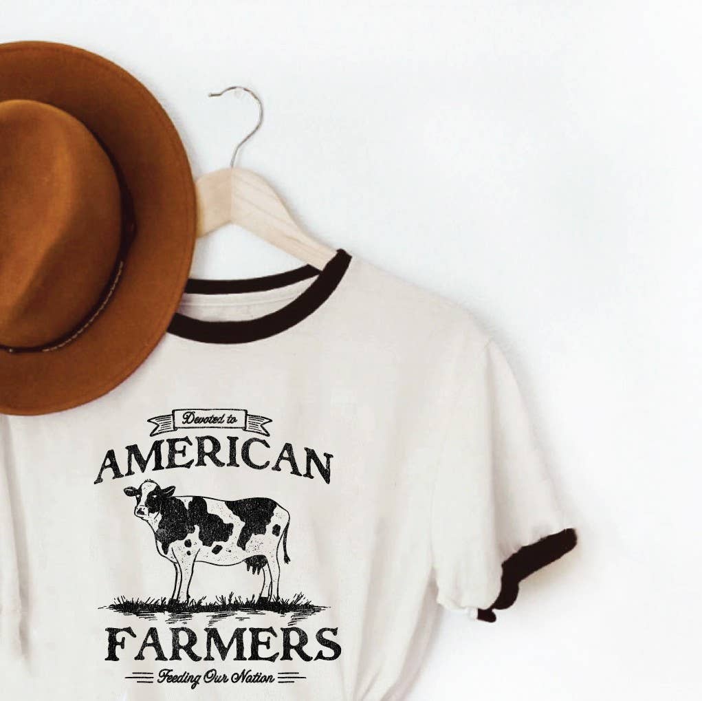 Devoted To American Farmers Ringer Graphic - Adult & Kids T-Shirts, Sweatshirts & Hoodies apparel design preview 1