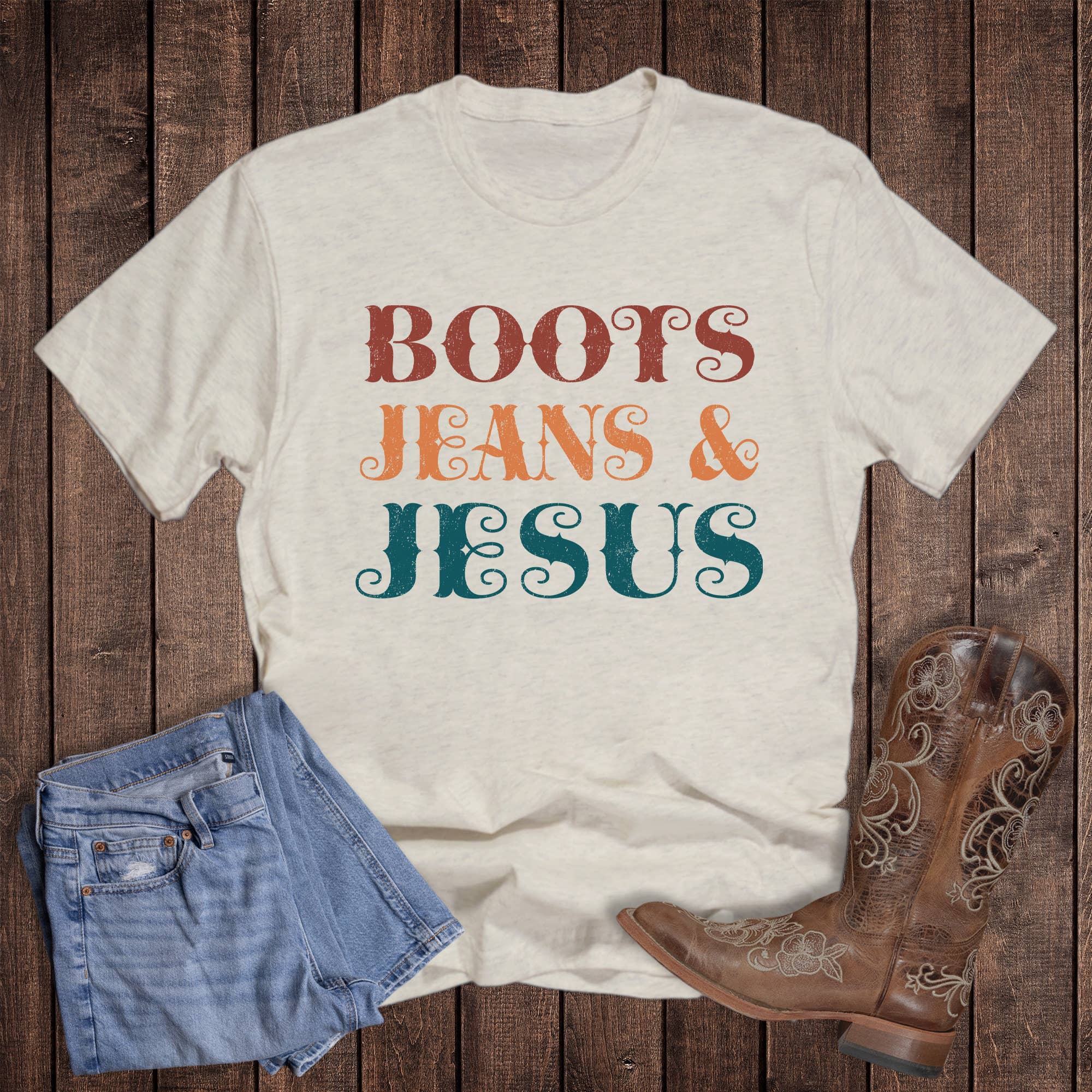 Western Faith Boots Jeans and Jesus Graphic - Adult & Kids T-Shirts, Sweatshirts & Hoodies apparel design preview 1