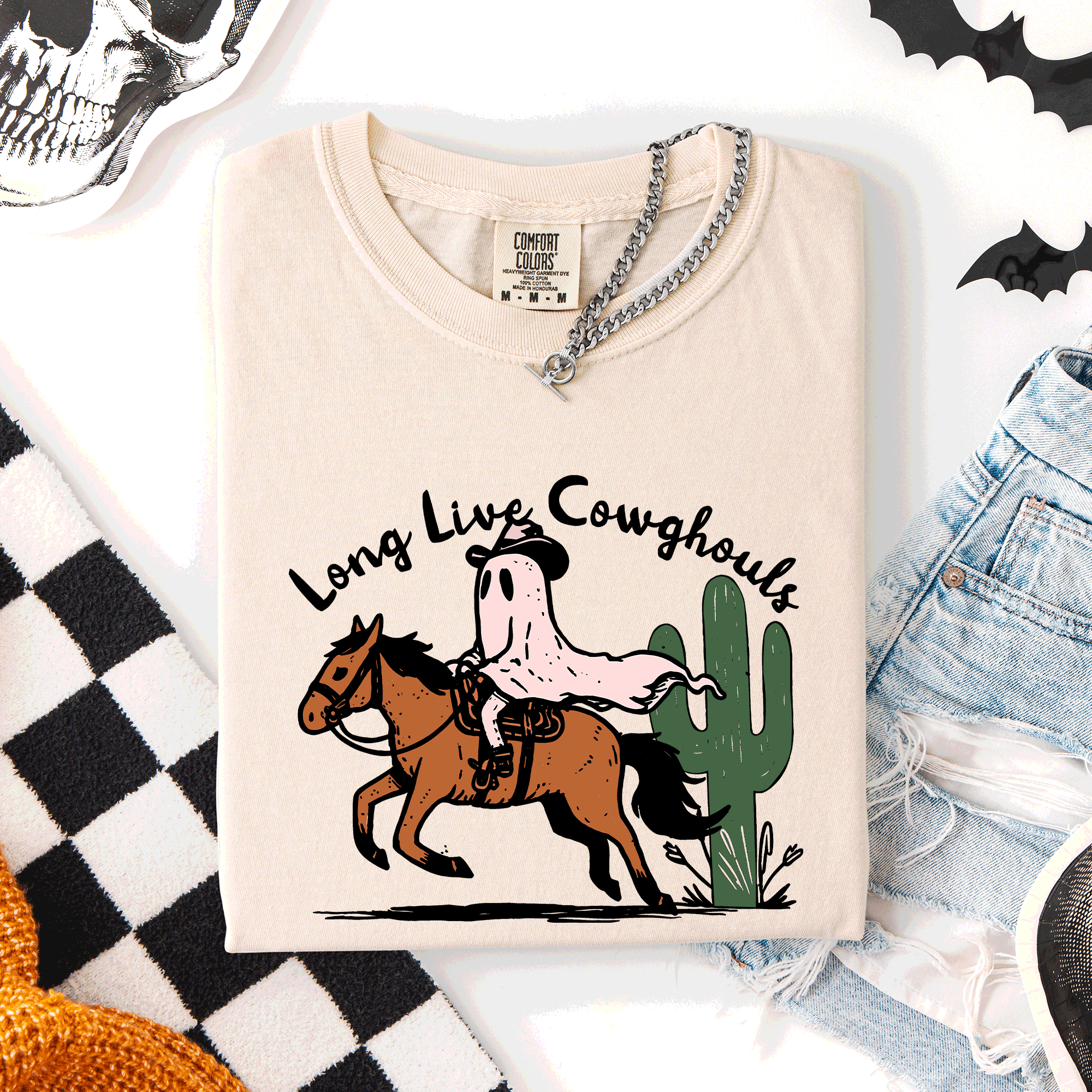 Long Live Cowghouls, Cowgirls Cute Western Halloween - Adult & Kids T-Shirts, Sweatshirts & Hoodies apparel design preview 1