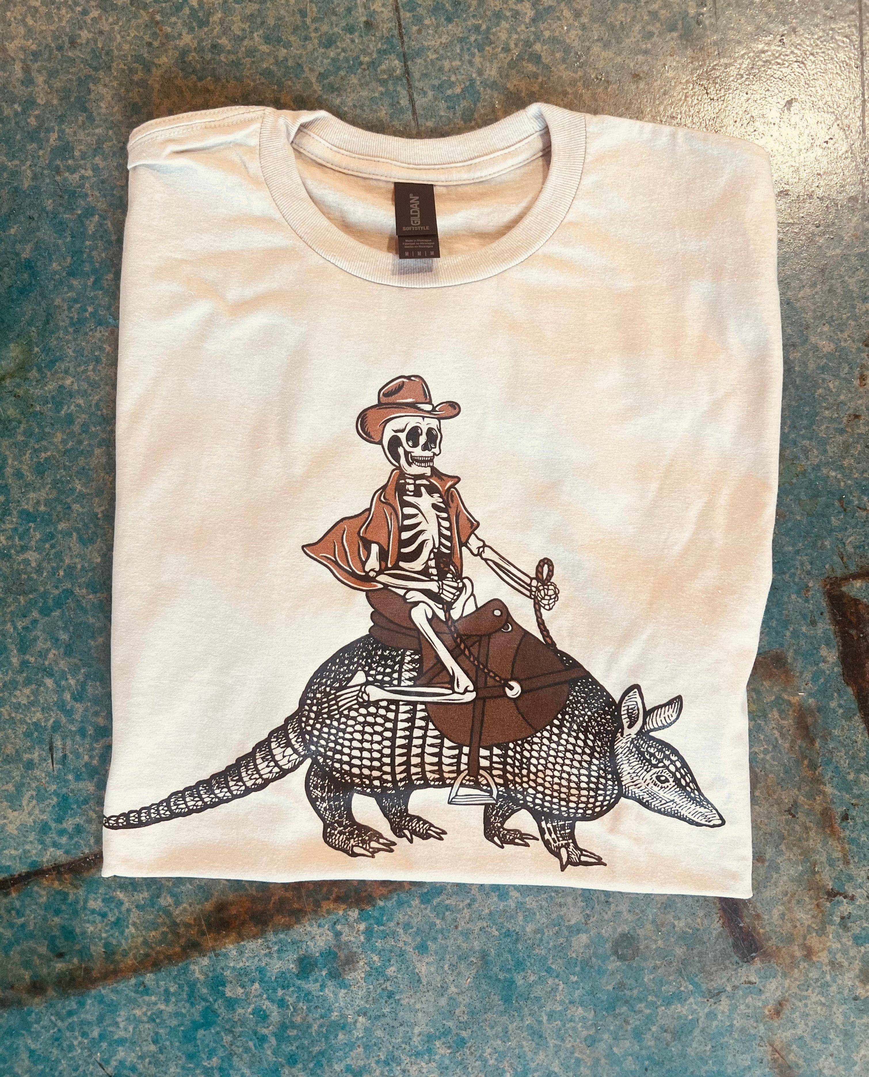 Skeleton On Armadillo Multiple Options - Adult & Kids T-Shirts, Sweatshirts & Hoodies apparel design preview 1