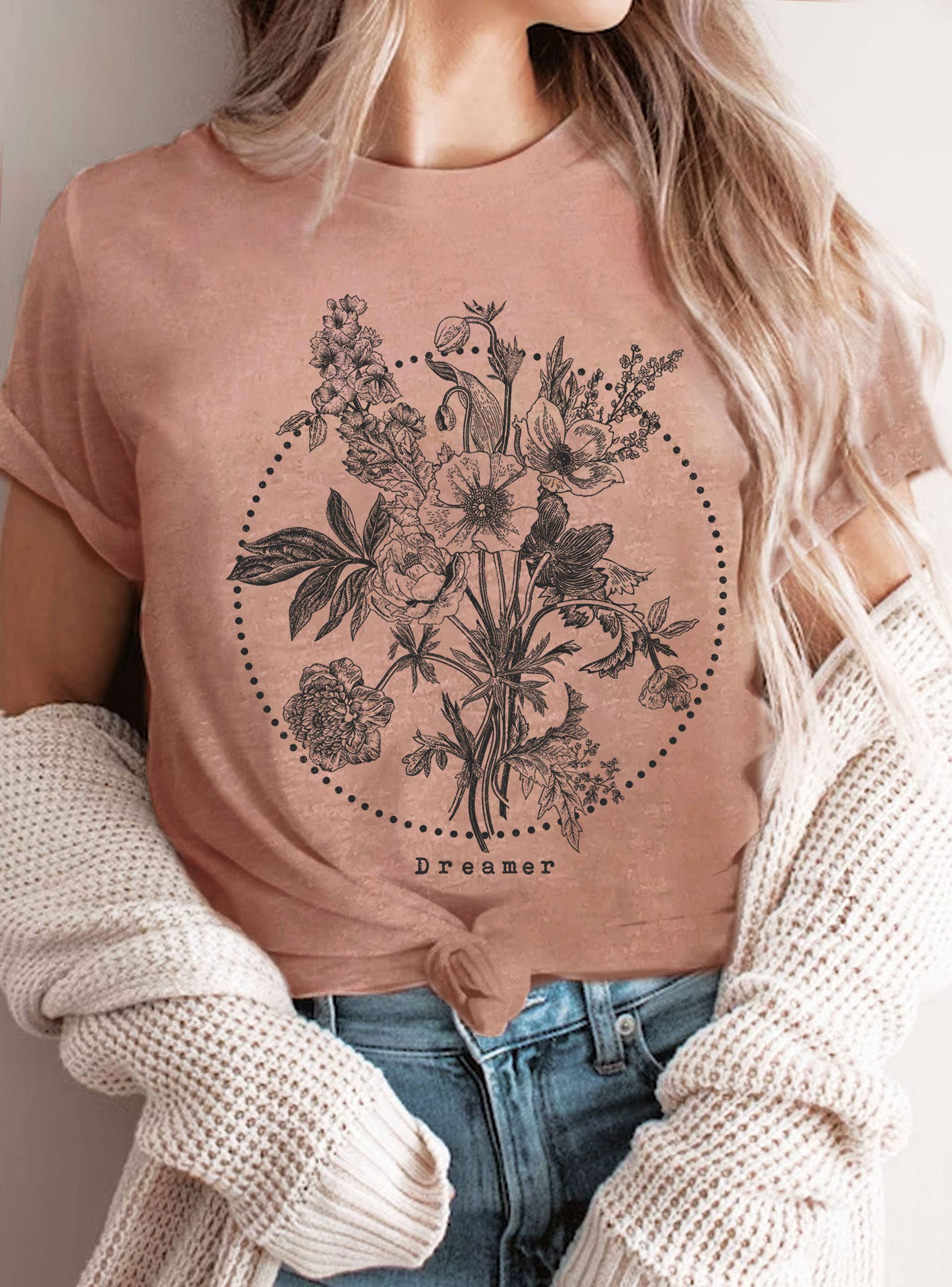 Dreamer Flower Graphic - Adult & Kids T-Shirts, Sweatshirts & Hoodies apparel design preview 1