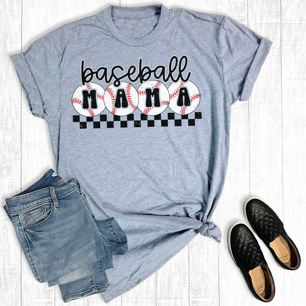 Retro Checkered Baseball Mama Graphic - Adult & Kids T-Shirts, Sweatshirts & Hoodies apparel design preview 1