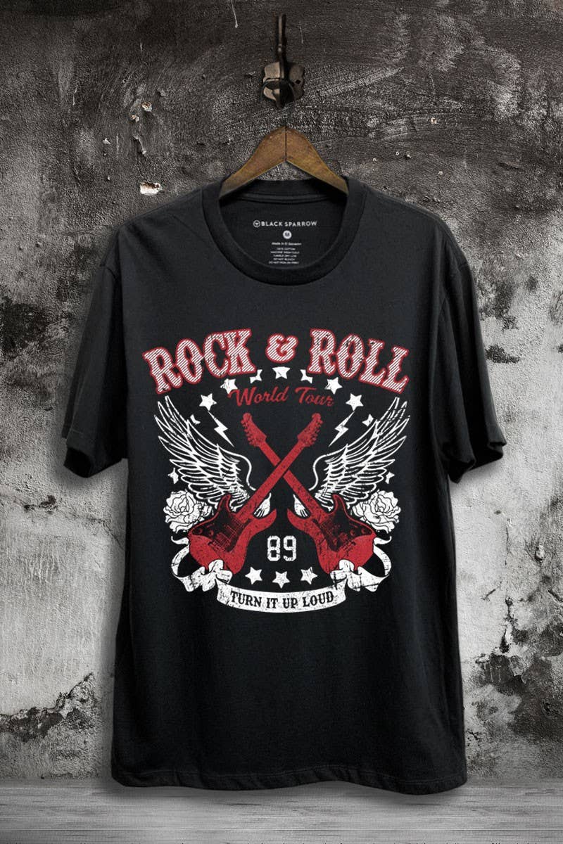 Rock and Roll Guitar Wings Graphic Top - Adult & Kids T-Shirts, Sweatshirts & Hoodies apparel design preview 1