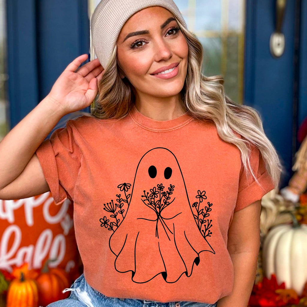 Halloween Graphic Floral Ghost - Adult & Kids T-Shirts, Sweatshirts & Hoodies apparel design preview 1