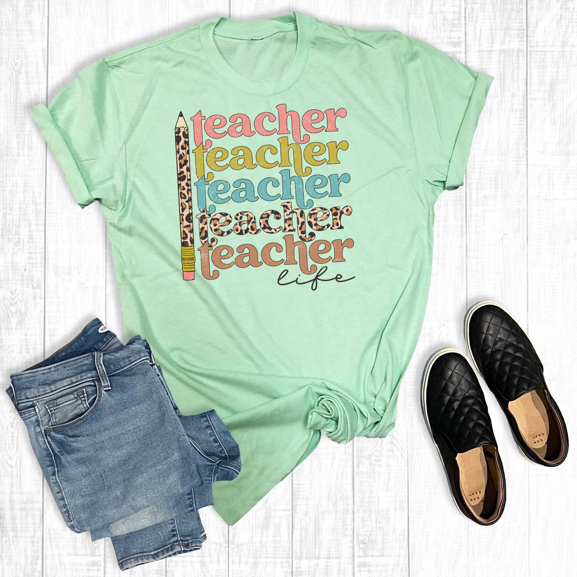 Leopard Teacher Life - Adult & Kids T-Shirts, Sweatshirts & Hoodies apparel design preview 1