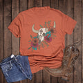 Western Spade Floral Skull Graphic - Adult & Kids T-Shirts, Sweatshirts & Hoodies apparel design preview 1