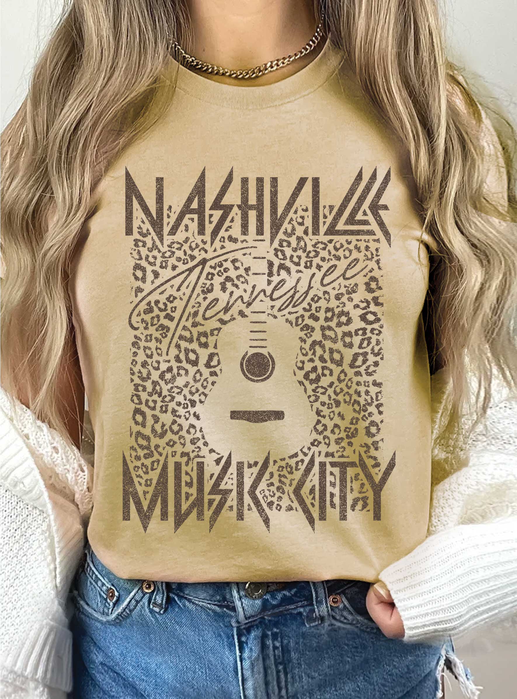 Nashville Leopard Music City Graphic - Adult & Kids T-Shirts, Sweatshirts & Hoodies apparel design preview 1
