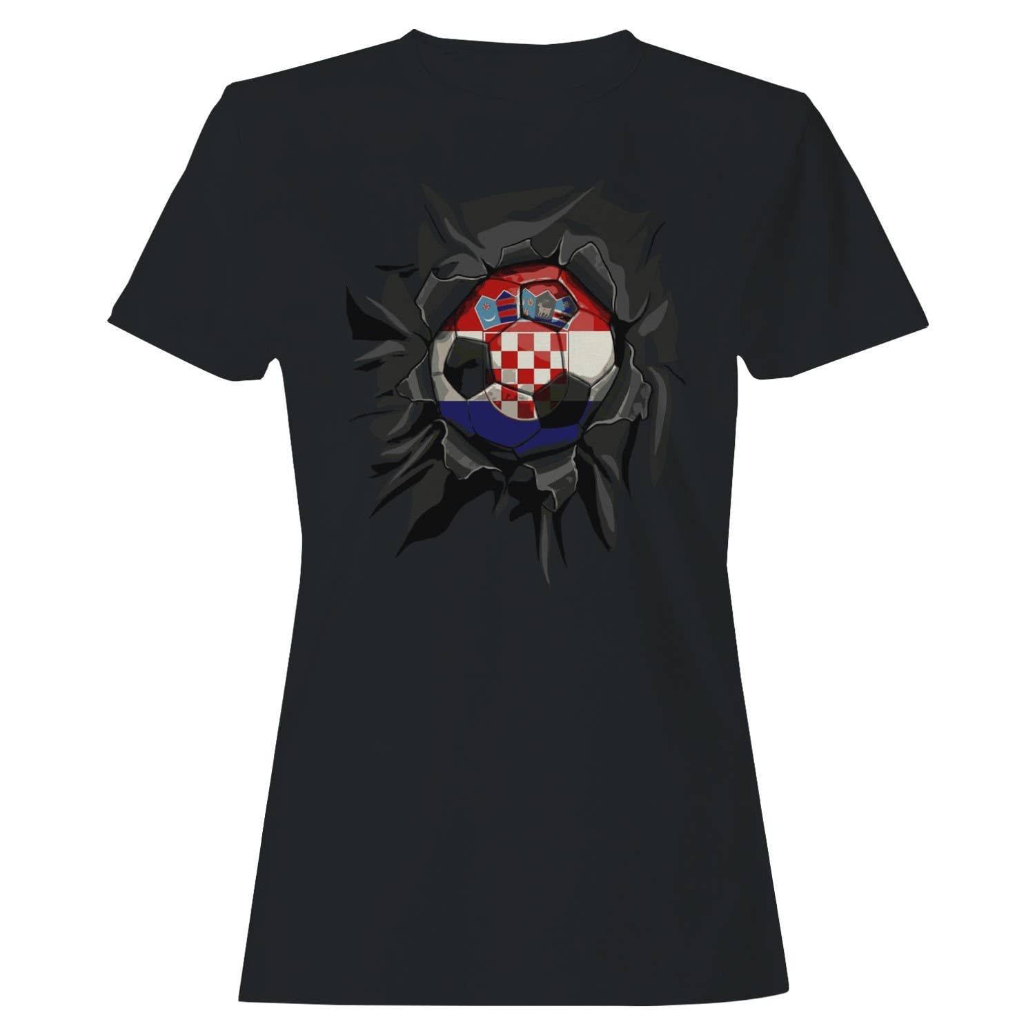 Croatia Soccer Ripped Women's - Adult & Kids T-Shirts, Sweatshirts & Hoodies apparel design preview 1