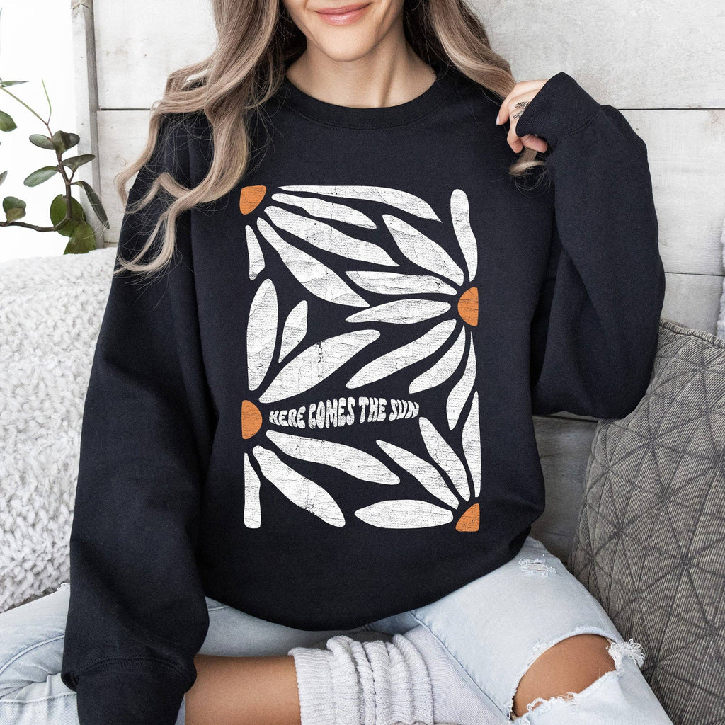 Here Comes the Sun, Boho Floral Design - Adult & Kids T-Shirts, Sweatshirts & Hoodies apparel design preview 1