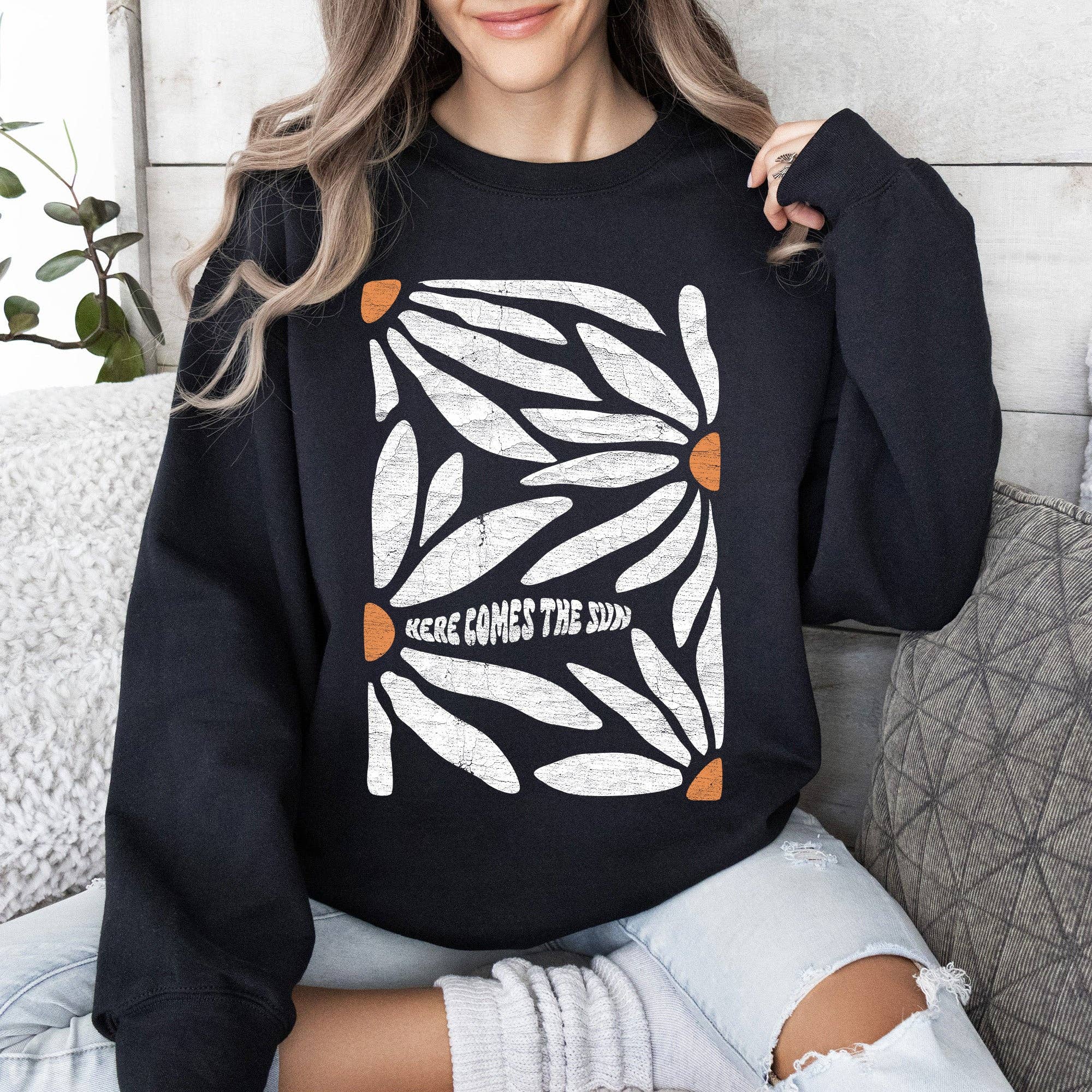 Here Comes the Sun, Boho Floral Design - Adult & Kids T-Shirts, Sweatshirts & Hoodies apparel design preview 1