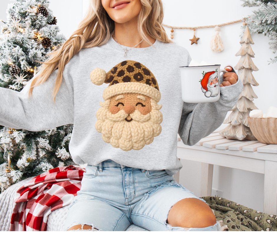 Yarn Cheetah Santa - Adult & Kids T-Shirts, Sweatshirts & Hoodies apparel design preview 1