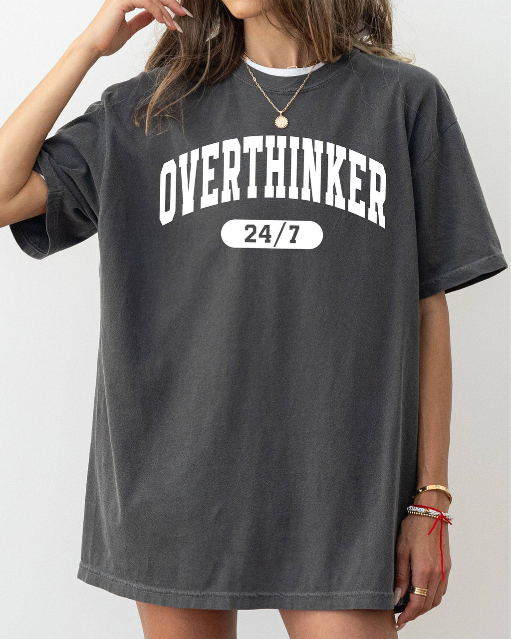 Overthinker 24/7, Motivational, Mom Life Mother's Day - Adult & Kids T-Shirts, Sweatshirts & Hoodies apparel design preview 1