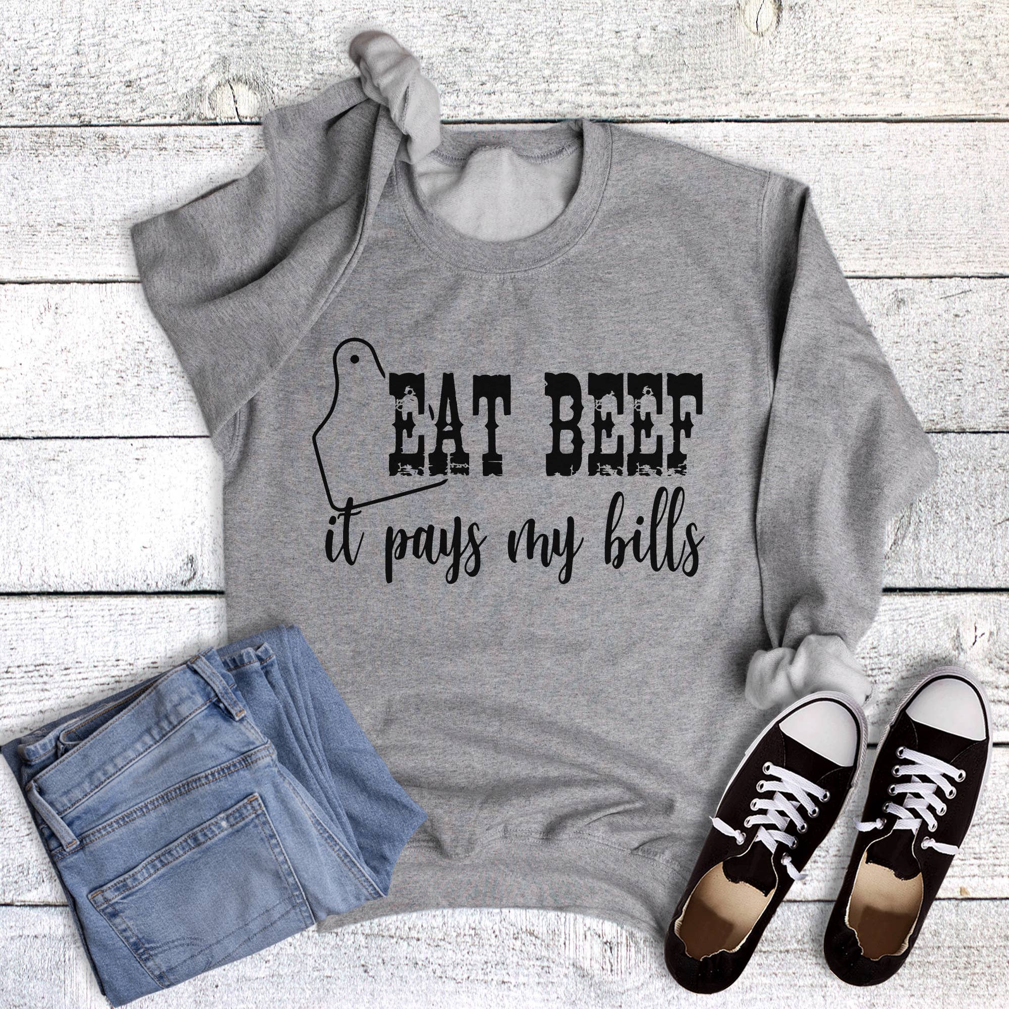 Western Eat Beef It Pays My Bills - Adult & Kids T-Shirts, Sweatshirts & Hoodies apparel design preview 1