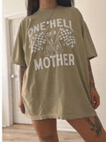 One Hell of A Mother Racing Womens Graphic Khaki - Adult & Kids T-Shirts, Sweatshirts & Hoodies apparel design preview 1