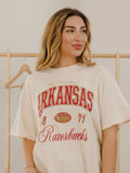Arkansas Razorbacks Wave Arch Off White Thrifted - Adult & Kids T-Shirts, Sweatshirts & Hoodies apparel design preview 1